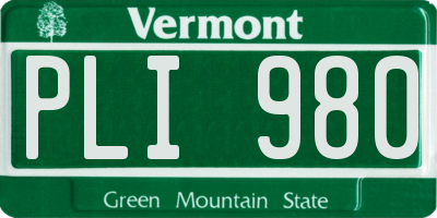 VT license plate PLI980
