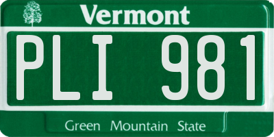 VT license plate PLI981