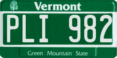 VT license plate PLI982