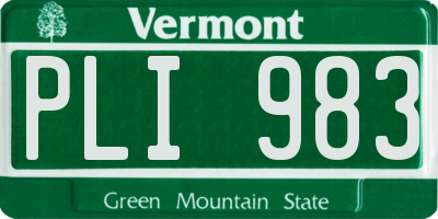 VT license plate PLI983