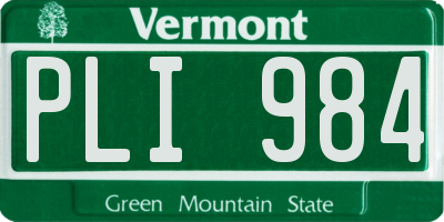 VT license plate PLI984