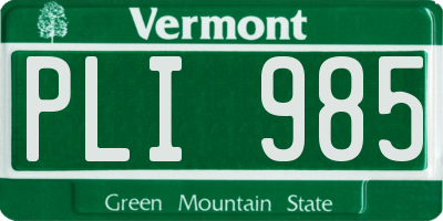 VT license plate PLI985