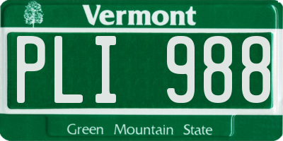 VT license plate PLI988