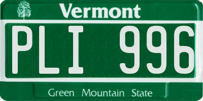 VT license plate PLI996