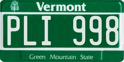 VT license plate PLI998