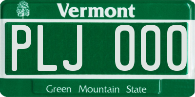 VT license plate PLJ000
