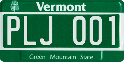 VT license plate PLJ001