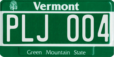 VT license plate PLJ004