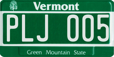 VT license plate PLJ005
