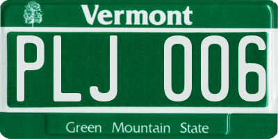 VT license plate PLJ006