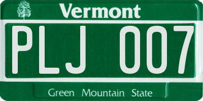 VT license plate PLJ007