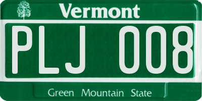 VT license plate PLJ008