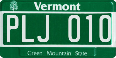 VT license plate PLJ010