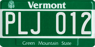 VT license plate PLJ012