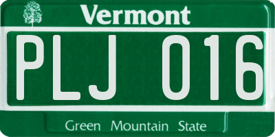 VT license plate PLJ016