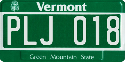 VT license plate PLJ018