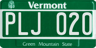 VT license plate PLJ020