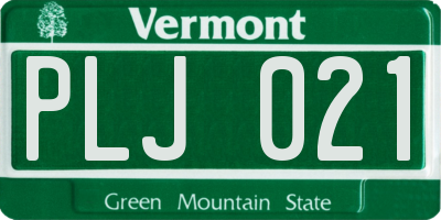 VT license plate PLJ021