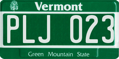VT license plate PLJ023