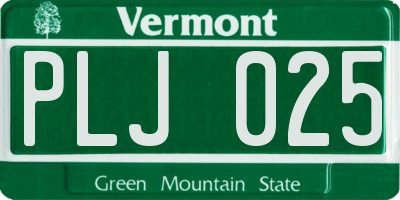 VT license plate PLJ025