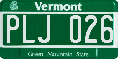 VT license plate PLJ026