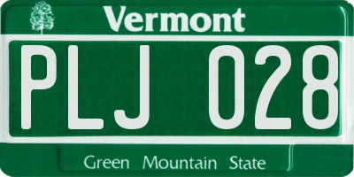 VT license plate PLJ028