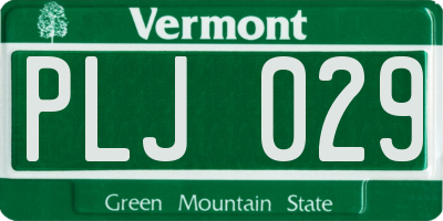 VT license plate PLJ029