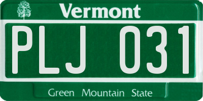 VT license plate PLJ031
