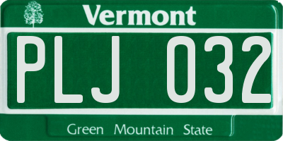 VT license plate PLJ032