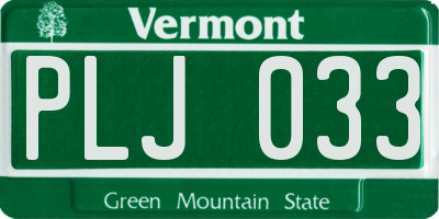 VT license plate PLJ033