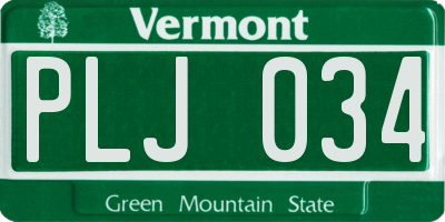 VT license plate PLJ034