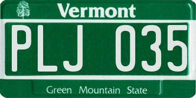 VT license plate PLJ035