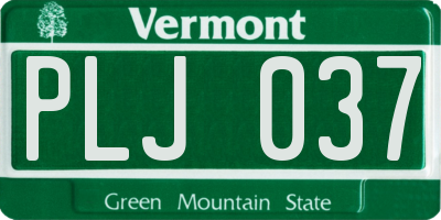VT license plate PLJ037