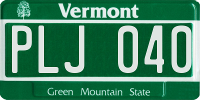 VT license plate PLJ040