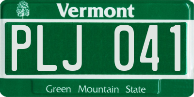 VT license plate PLJ041