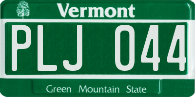VT license plate PLJ044