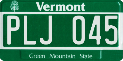 VT license plate PLJ045