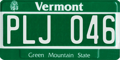VT license plate PLJ046