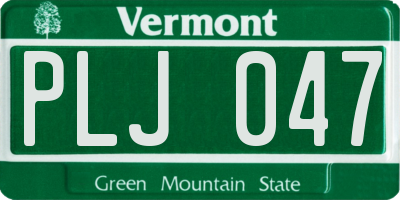VT license plate PLJ047