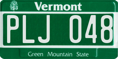 VT license plate PLJ048
