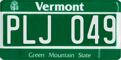 VT license plate PLJ049