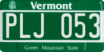 VT license plate PLJ053