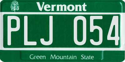 VT license plate PLJ054
