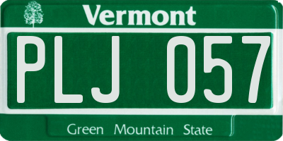 VT license plate PLJ057