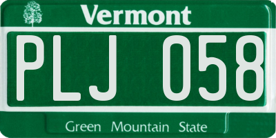 VT license plate PLJ058