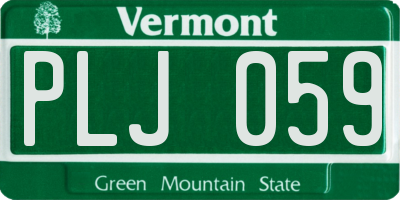 VT license plate PLJ059