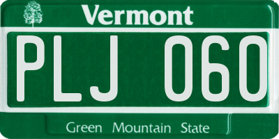 VT license plate PLJ060