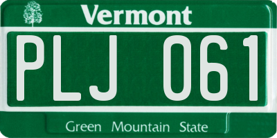 VT license plate PLJ061