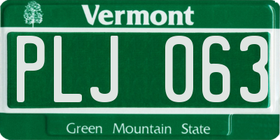 VT license plate PLJ063