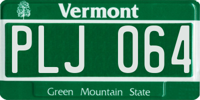 VT license plate PLJ064